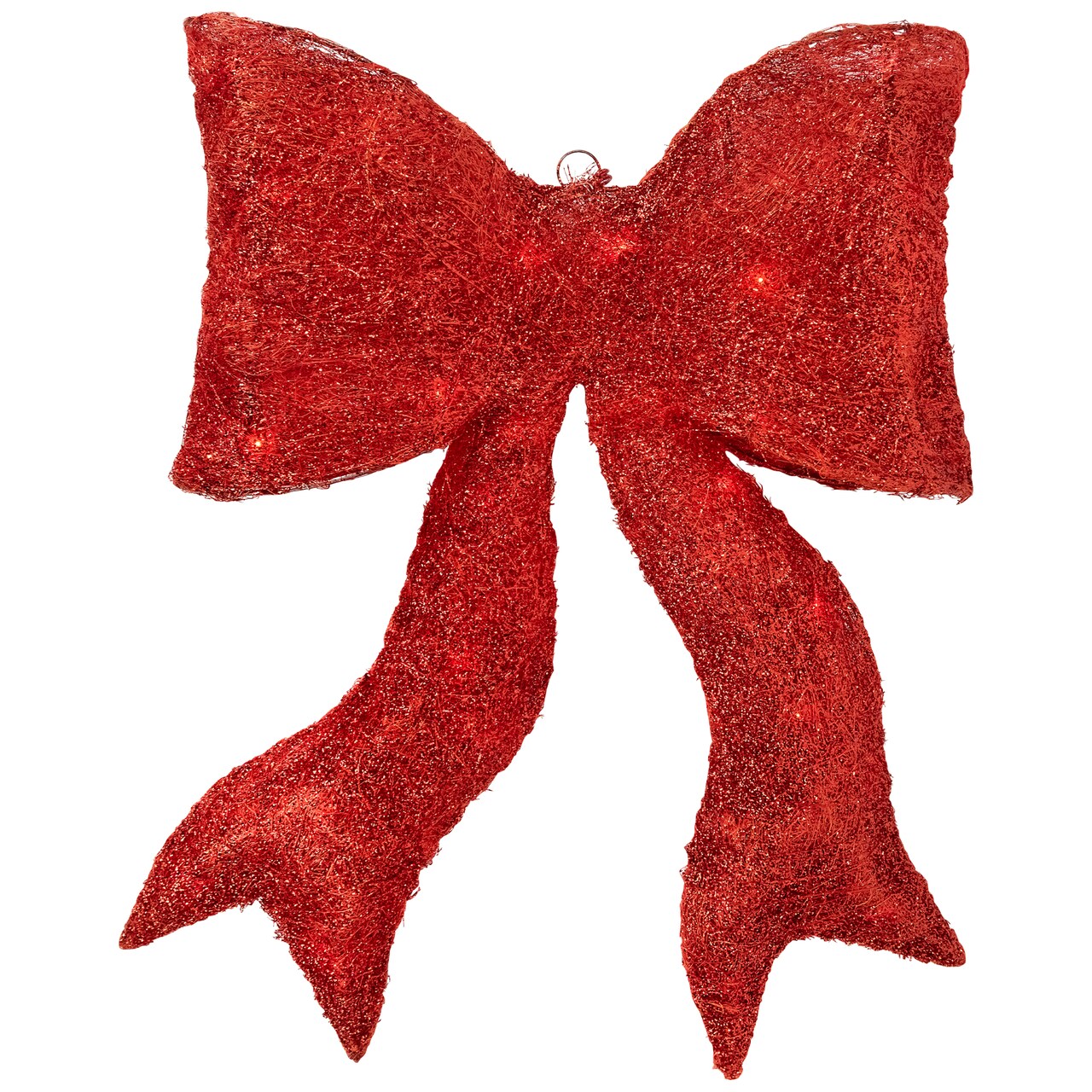Northlight Sparkling Lighted Bow Christmas Outdoor Decoration - 24" - Red